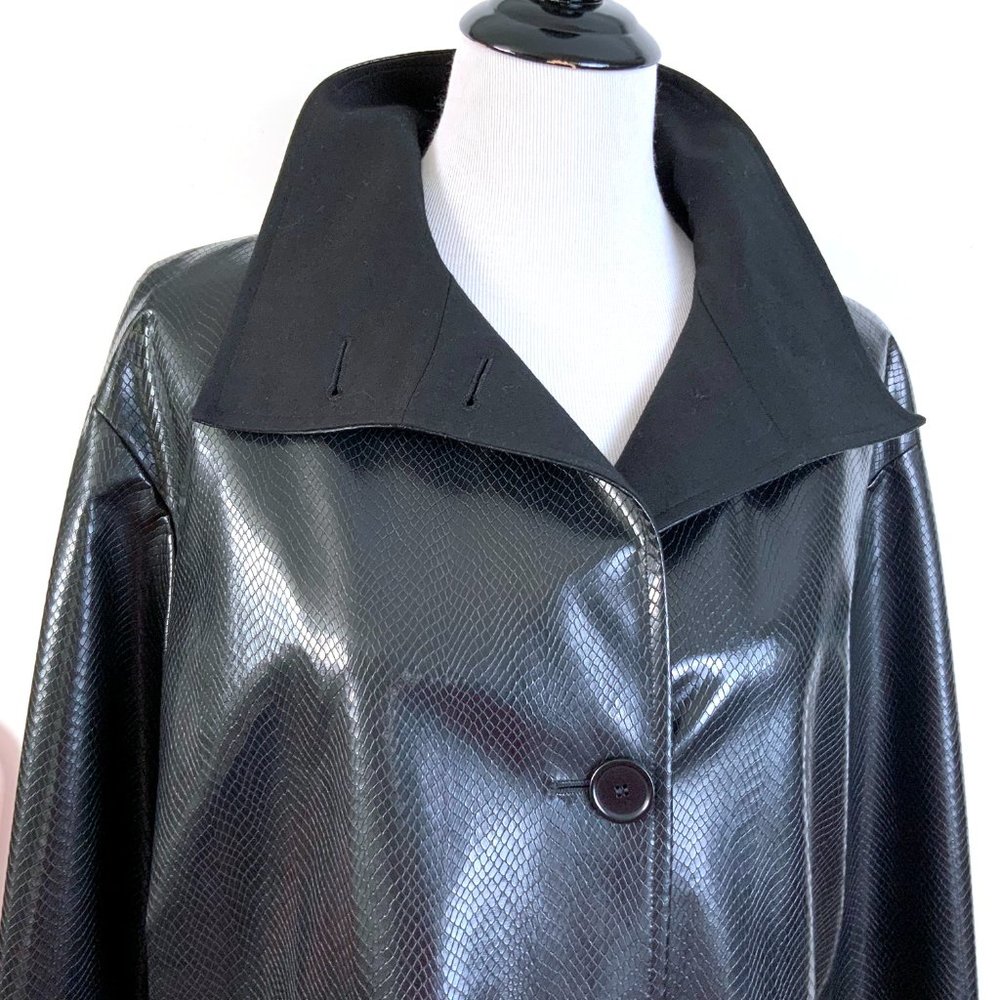 NWT Akris Punto Black Faux Snakeskin High Collar Jacket Sz 10 - Picture 14 of 16